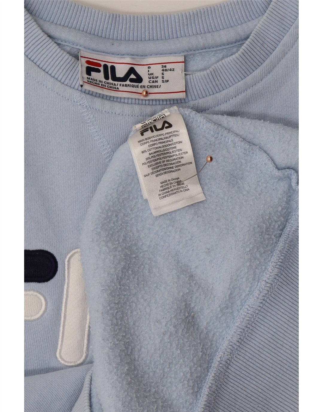 FILA veliki ženski džemper UK 10 Small Blue Colourblock