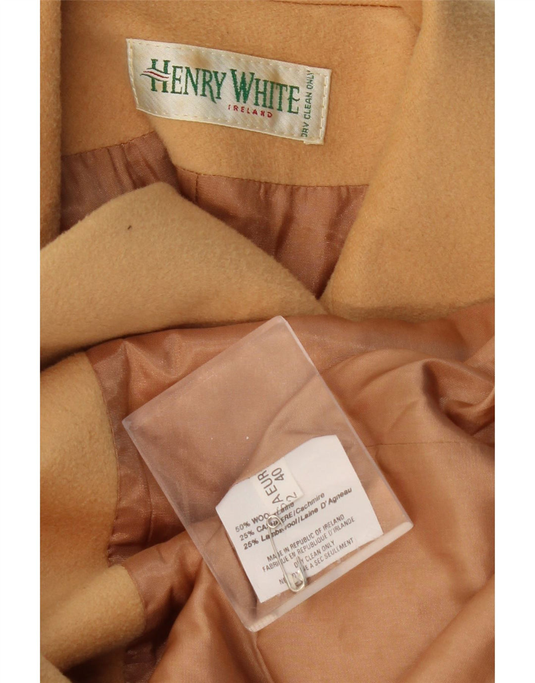 HENRY WHITE Ženska jakna s 3 gumba UK 14 Velika bež vunena