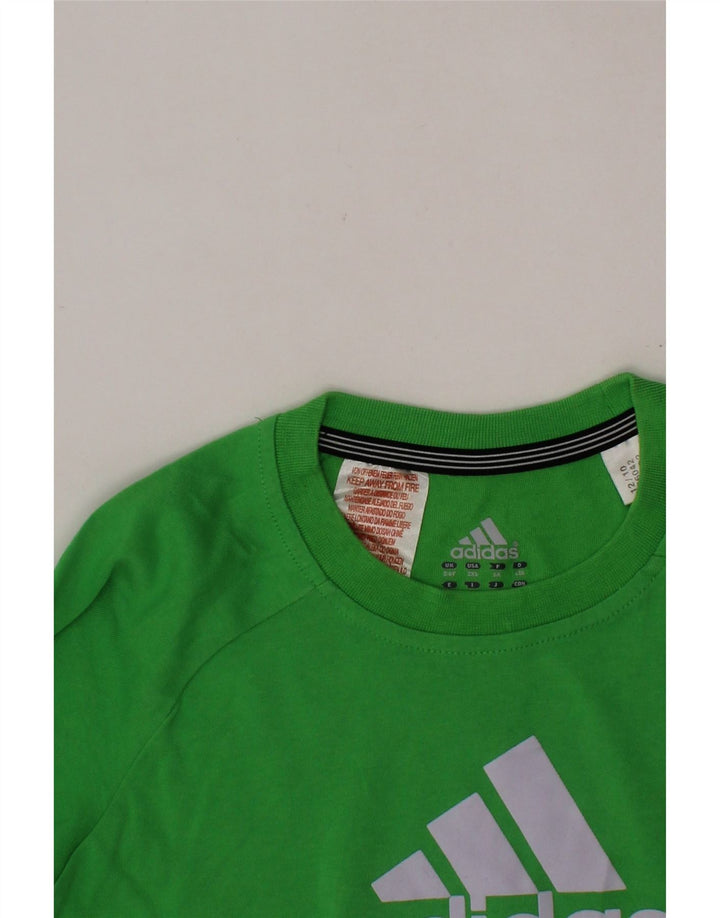 ADIDAS Boys Climalite Graphic T-Shirt Top 5-6 Years Green Pamuk