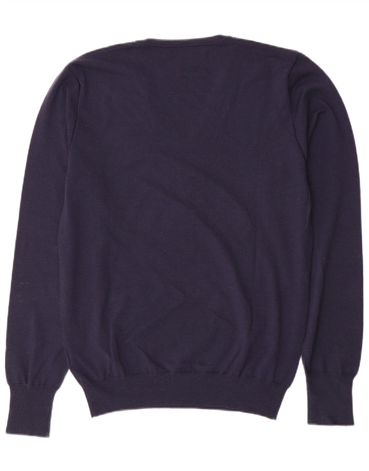 LIU JO Ženski džemper s V-izrezom UK 18 XL Mornarsko plava vunena