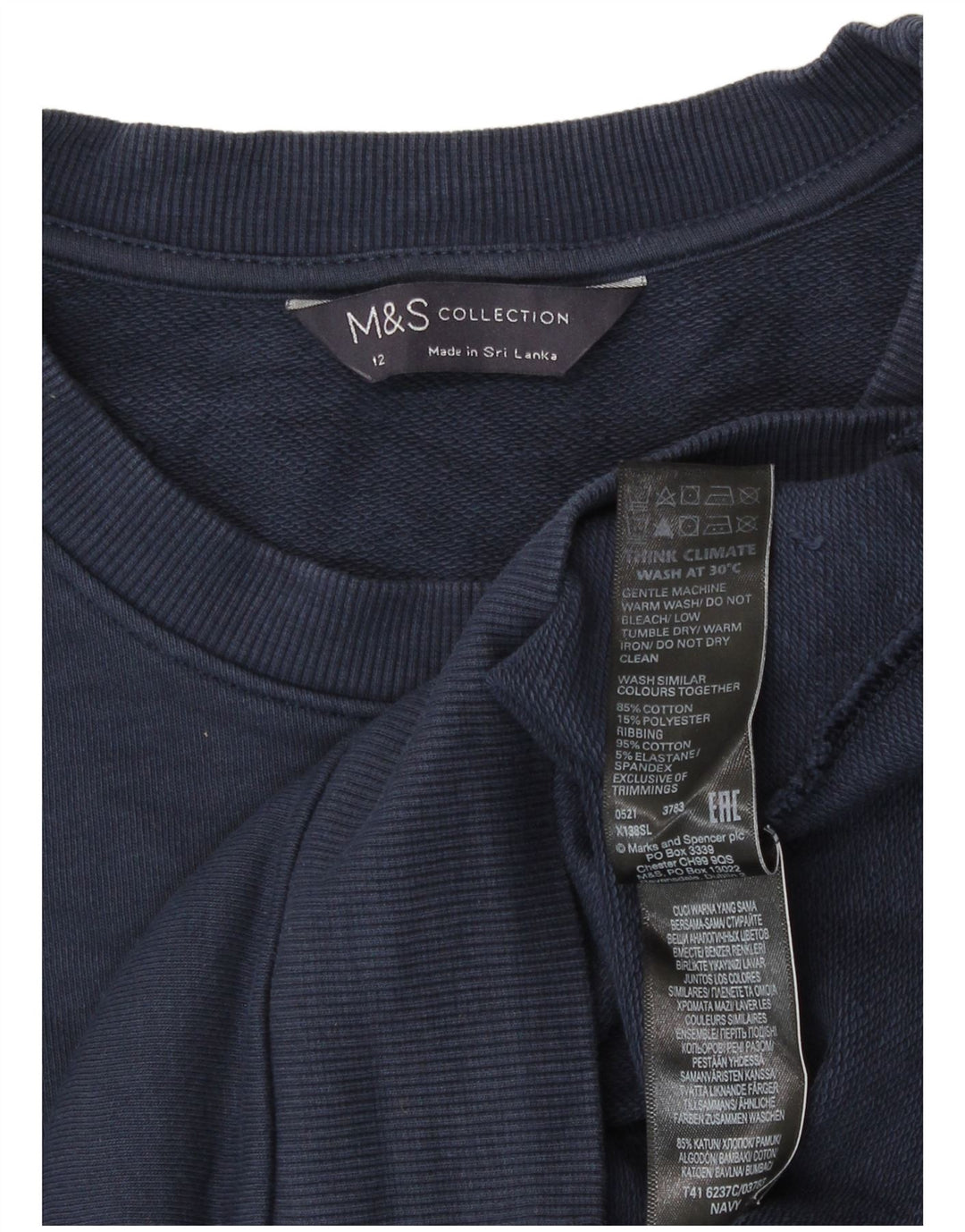 Marks & Spencer Ženska majica s kratkim rukavima UK 12 Srednje tamnoplavi pamuk