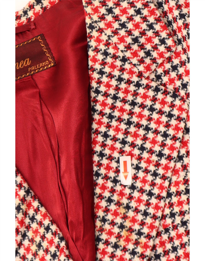 Vintage ženska jakna s 3/4 rukavima UK 16 Velika crvena houndstooth