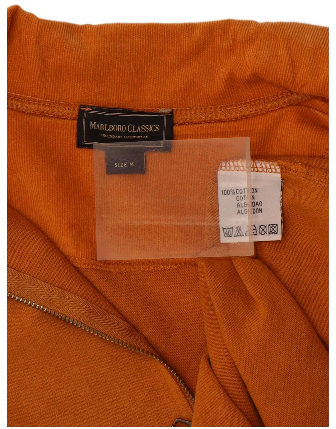 MARLBORO CLASSICS Mens Zip Neck Sweatshirt Jumper Medium Orange Cotton