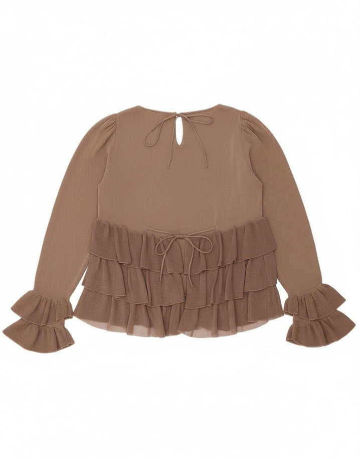 Zara ženska prevelika bluza dugih rukava UK 10 Small Brown Colourblock