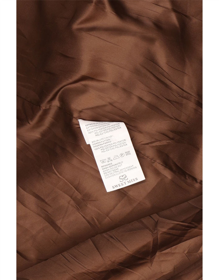 SWEET MISS Ženski kaput s dvostrukim kopčanjem UK 14 Srednje smeđi karirani poliester