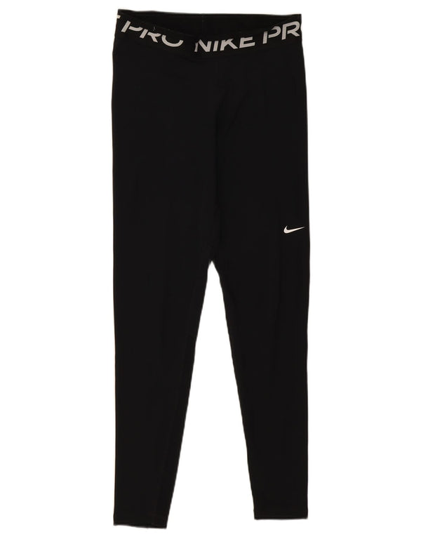 Nike Ženske Dri Fit Graphic Leggings UK 12 Srednje crni poliester