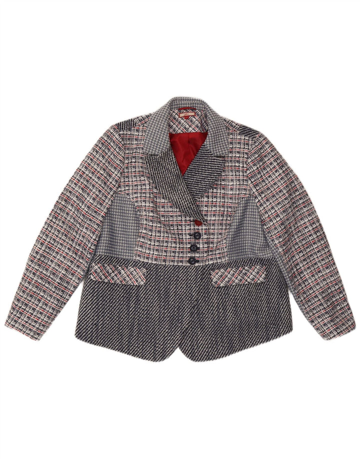 JOE BROWNS Ženska jakna s 4 gumba UK 22 3XL tamnoplavi karirani