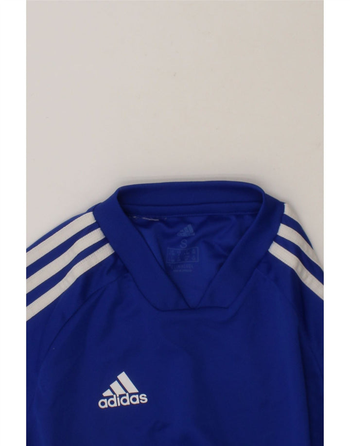 ADIDAS Boys Climacool T-Shirt Top 9-10 Years Blue Colourblock Polyester Vintage Adidas and Second-Hand Adidas from Messina Hembry 