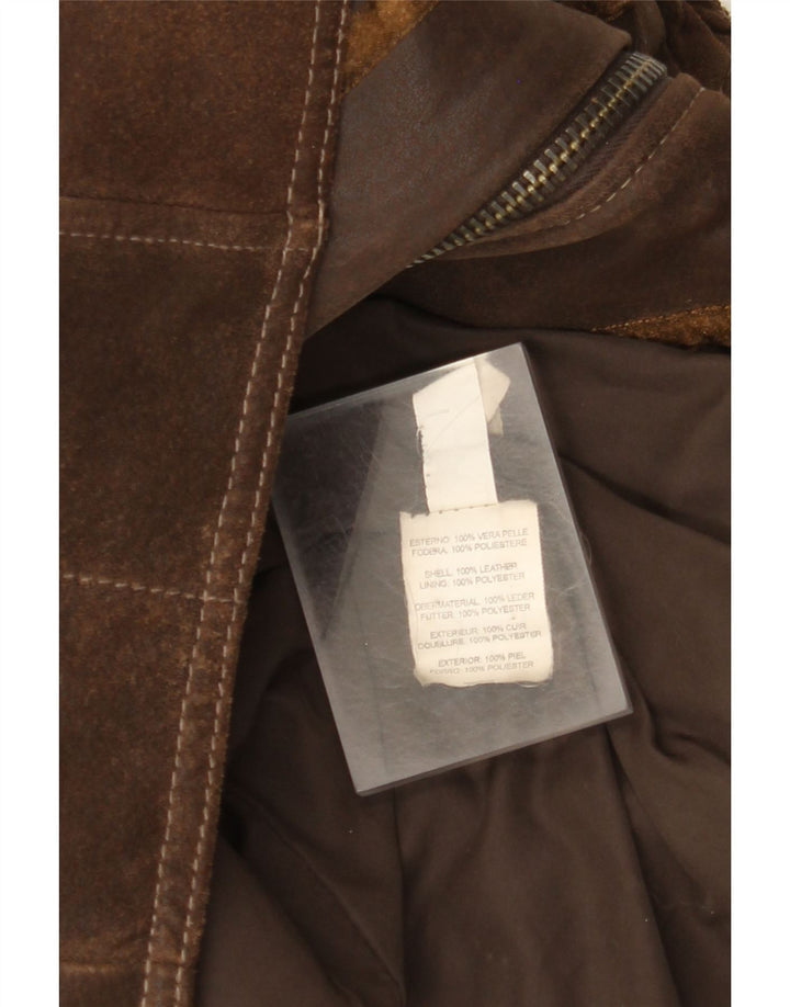 Vintage ženska kožna jakna s kapuljačom IT 48 XL smeđa koža