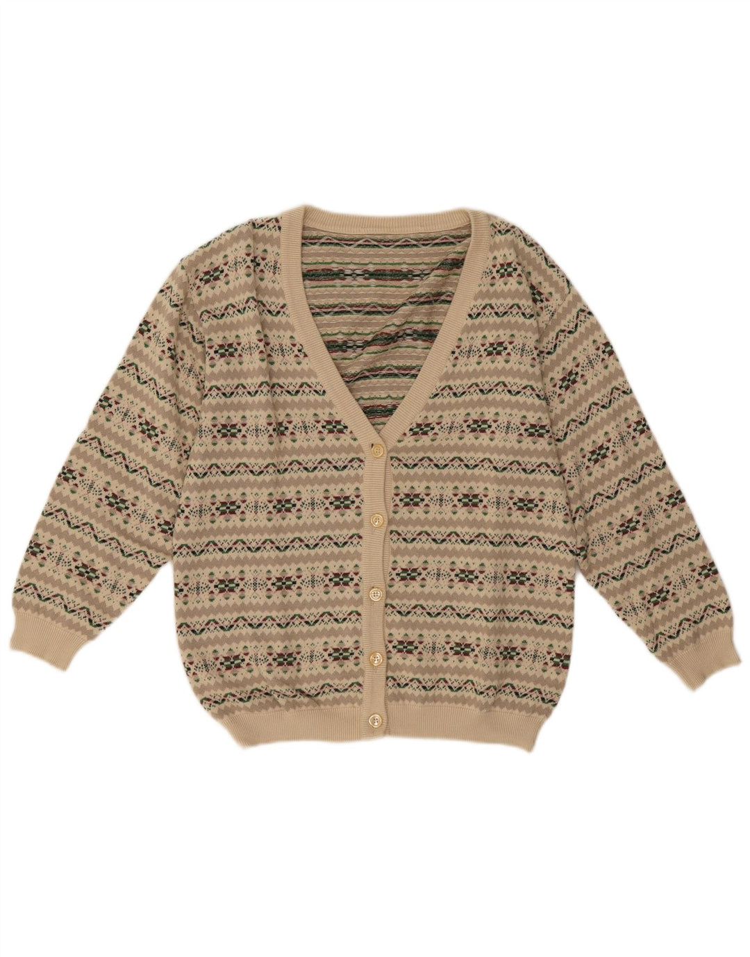 Vintage ženski kardigan džemper UK 14 srednje sivi Fair Isle