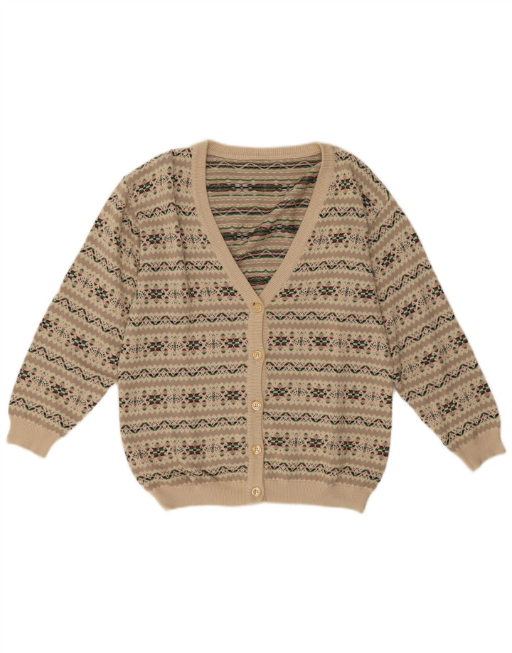 Vintage ženski kardigan džemper UK 14 srednje sivi Fair Isle
