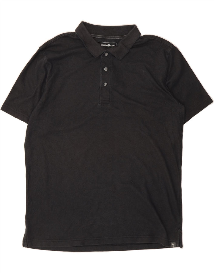 EDDIE BAUER Mens Polo Shirt Large Black Cotton Vintage Eddie Bauer and Second-Hand Eddie Bauer from Messina Hembry 