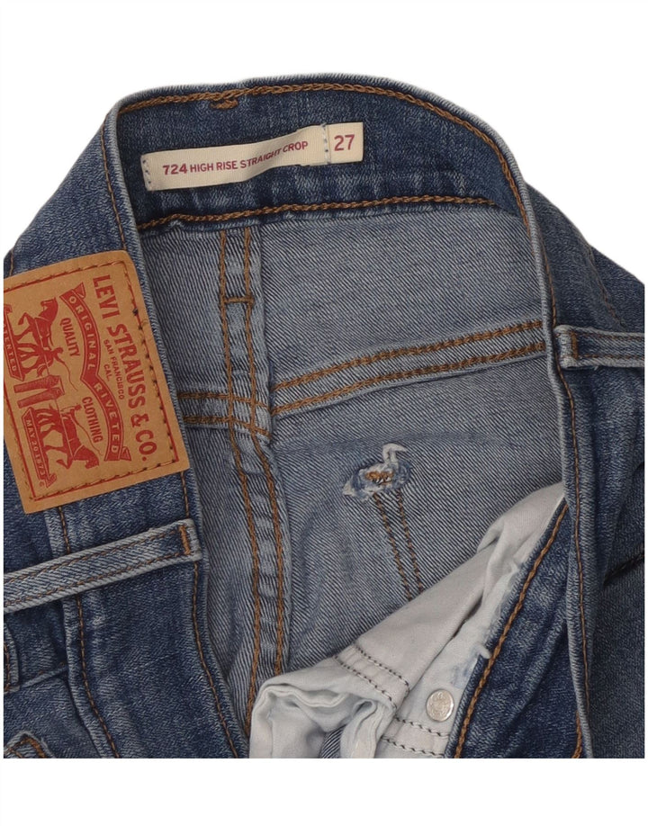 Ravne skraćene ženske traperice visokog rasta 724 Levi's W27 L26 plave