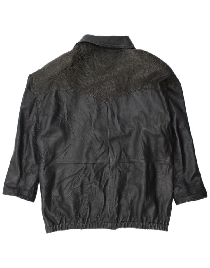 YUPPIE ženska prevelika kožna jakna UK 18 XL crna cvjetna