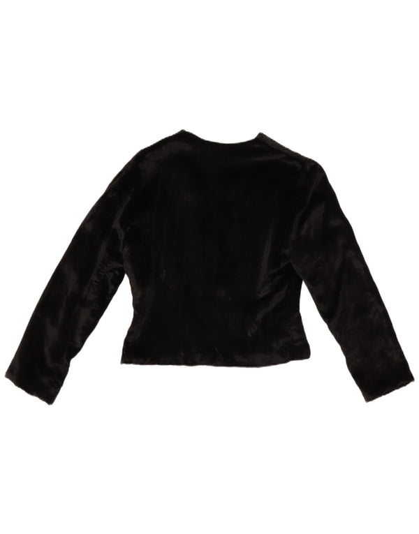 Vintage ženska baršunasta bolero jakna UK 10 Mala crna