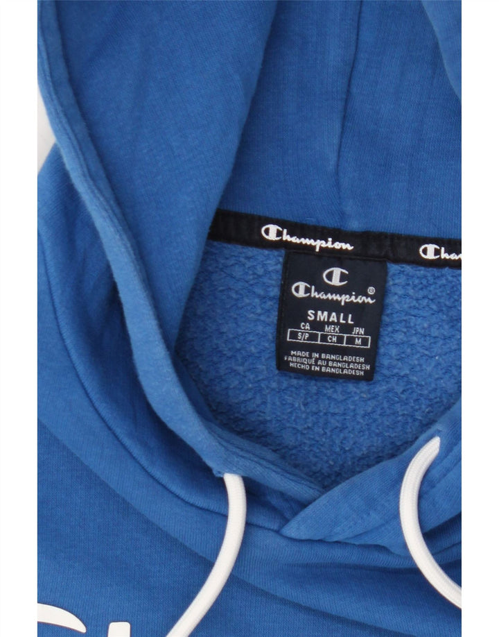 CHAMPION Mens Oversized Graphic Hoodie Jumper Small Blue Cotton Vintage Champion and Second-Hand Champion from Messina Hembry 