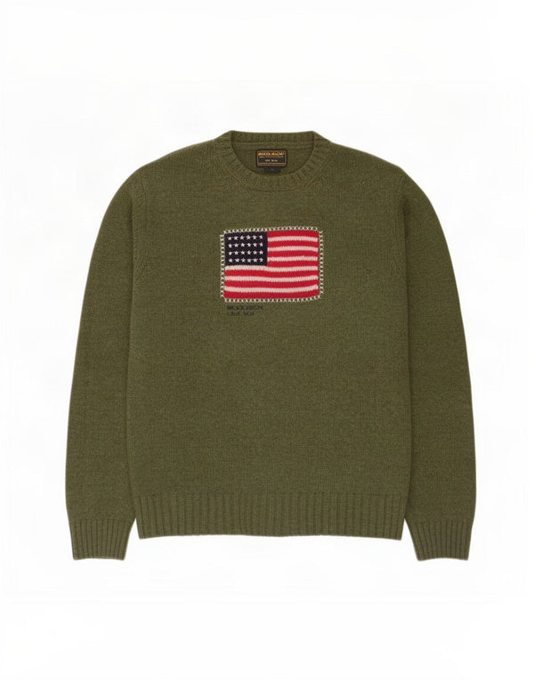 Woolrich ženski džemper s okruglim izrezom UK 16 Veliki zeleni vuneni
