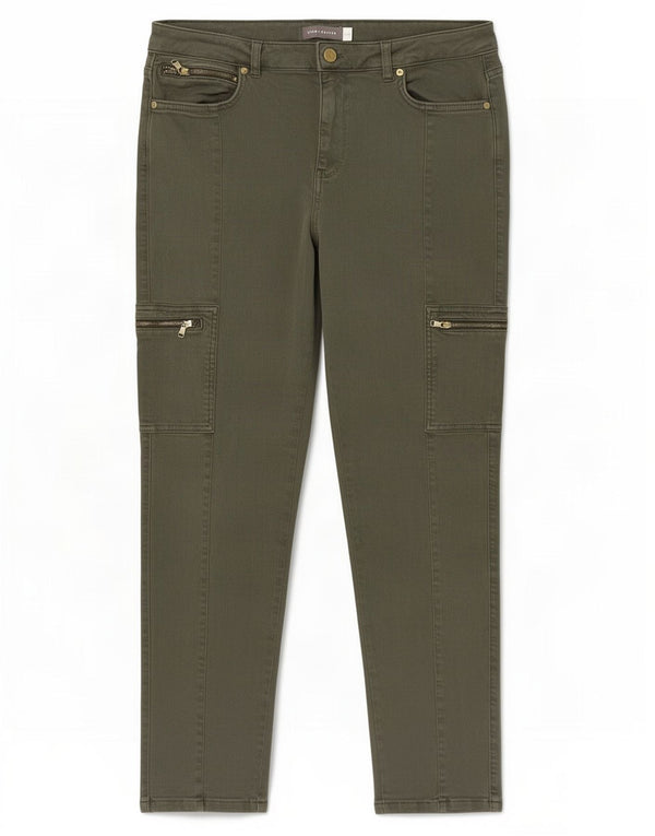 MINT VELVET Ženske Cargo uske traperice UK 14 Large W32 L28 kaki pamuk