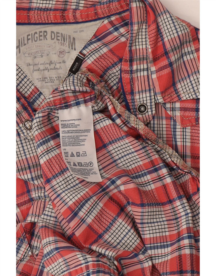 Hilfiger traper muška košulja srednje crvene kare, pamuk