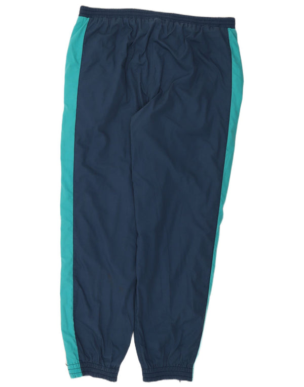 VINTAGE Mens Tracksuit Trousers Joggers Large Navy Blue Colourblock