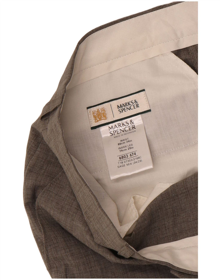 Marks & Spencer muške hlače ravnog odijela W34 L27 sivi poliester