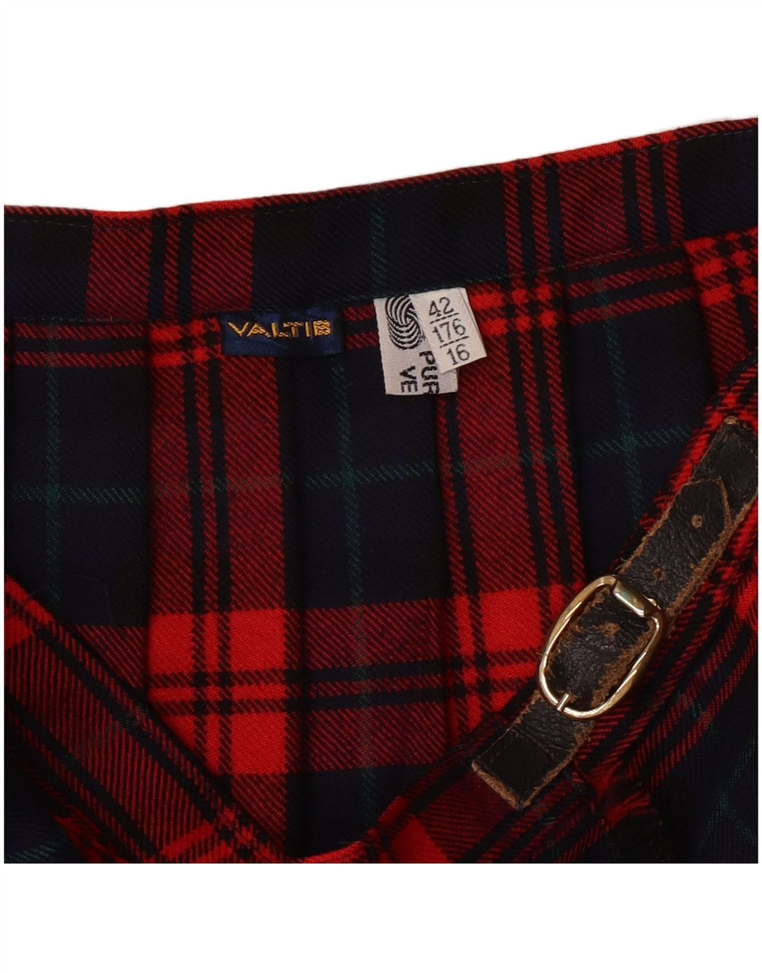 Vintage ženska plisirana suknja s noževima IT 42 srednje veličine W28 crvena karirana djevičanska vuna