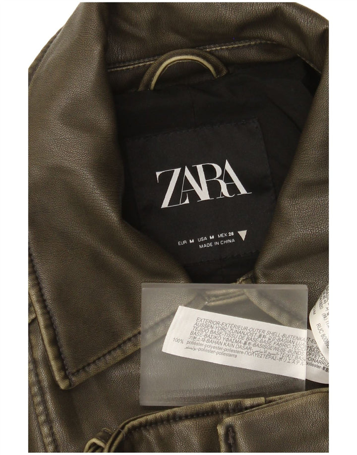 Zara ženska biciklistička jakna od umjetne kože UK 14 Srednje zeleni poliester