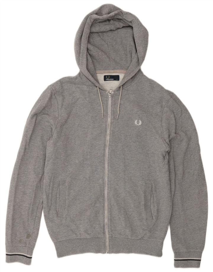 Fred Perry muški pulover s kapuljačom s patentnim zatvaračem, mali sivi pamuk