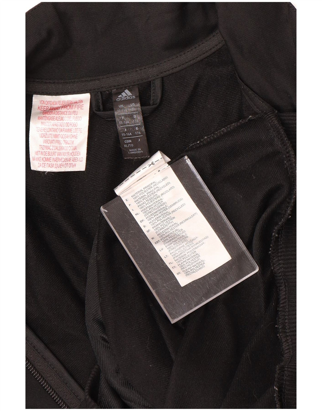 Gornja jakna trenirke ADIDAS Climalite za dječake 15-16 godina, crni poliester