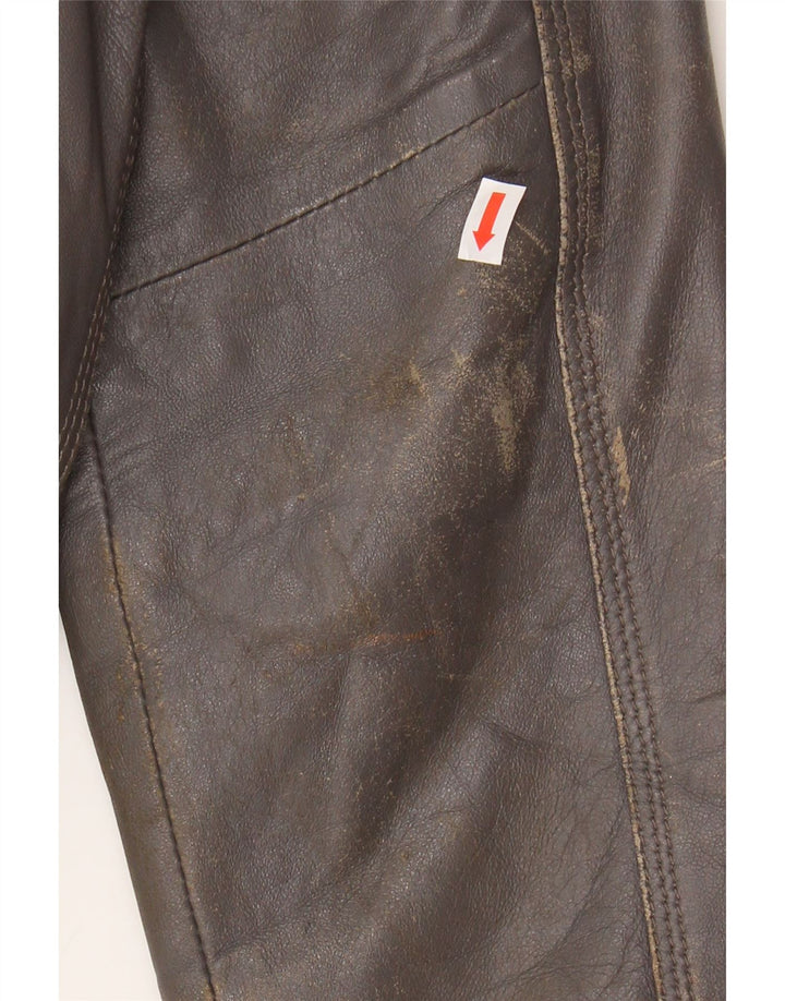 VINTAGE Womens Leather Jacket UK 18 XL Grey Leather Vintage Vintage and Second-Hand Vintage from Messina Hembry 