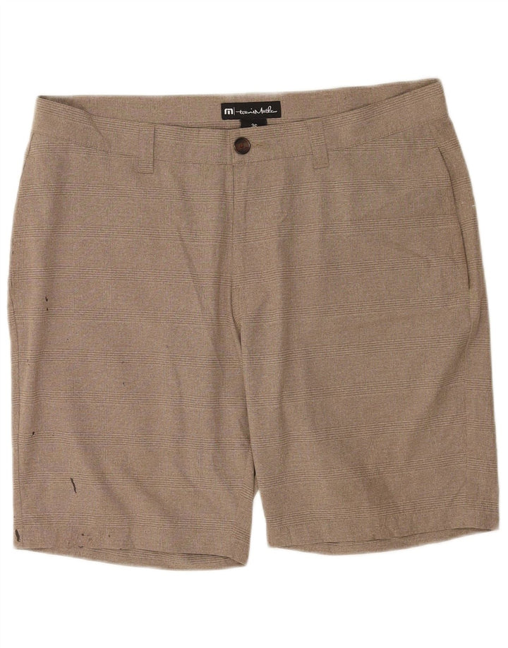 Travis Mathew muške chino kratke hlače W36 veliki bež karirani poliester