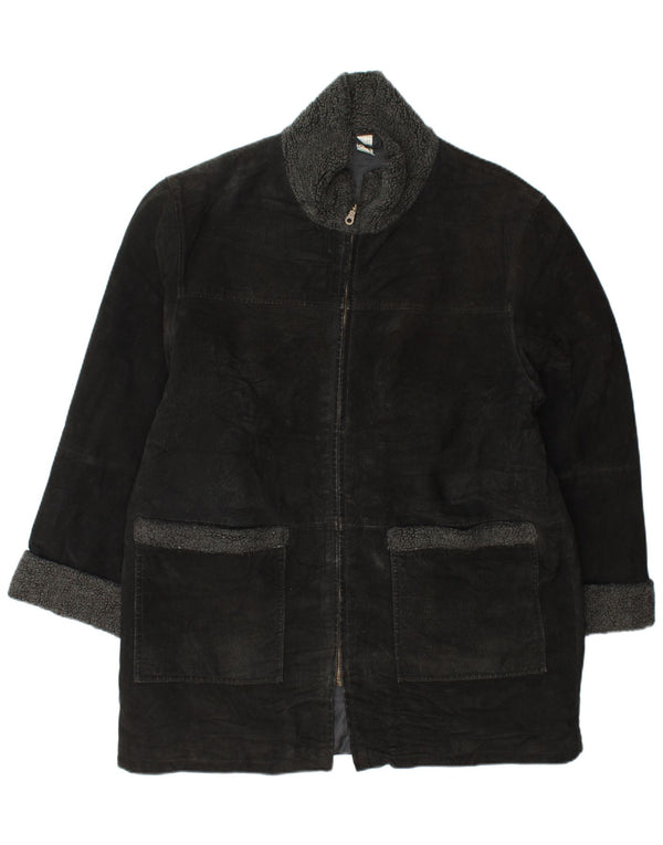 VINTAGE ženski gornji kaput od antilopa UK 18 XL crna koža