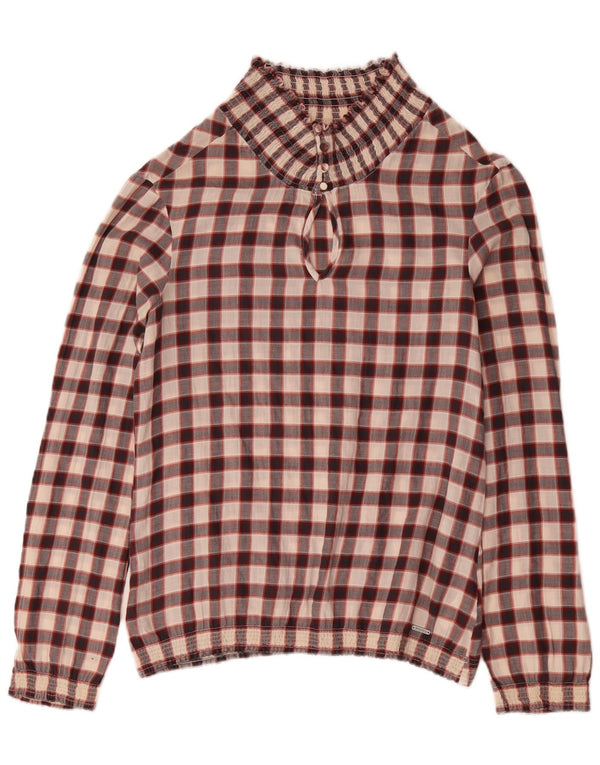 Woolrich Ženski gornji dio bluze dugih rukava UK 14 Srednje tamnocrveni pamuk