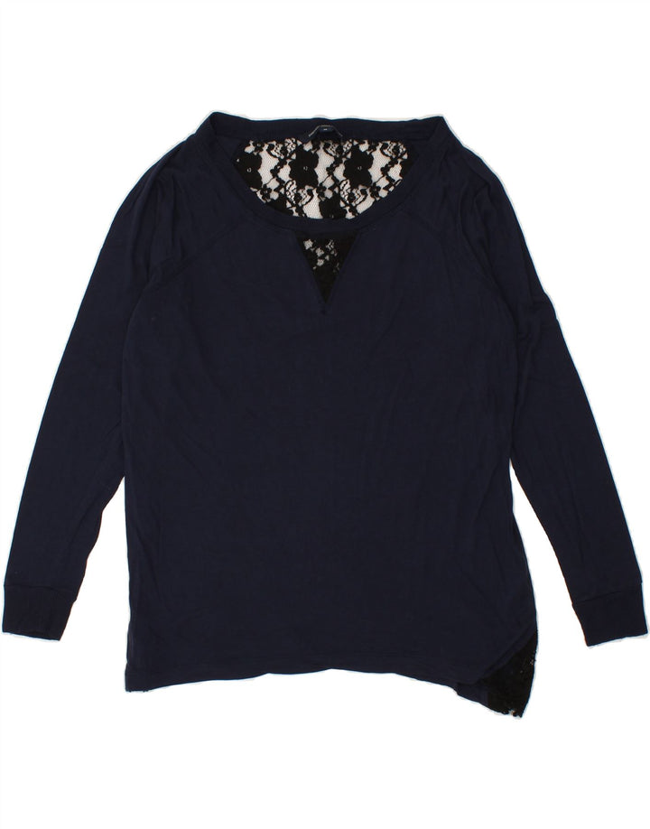 FRENCH CONNECTION Womens Blouse Top UK 12 Medium Navy Blue Viscose Vintage French Connection and Second-Hand French Connection from Messina Hembry 