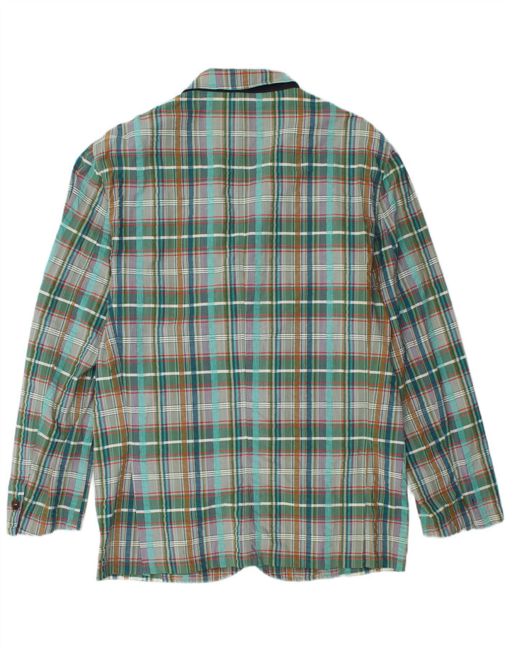 Vintage muška jakna sa 3 gumba IT 48 Srednje zeleni karirani pamuk