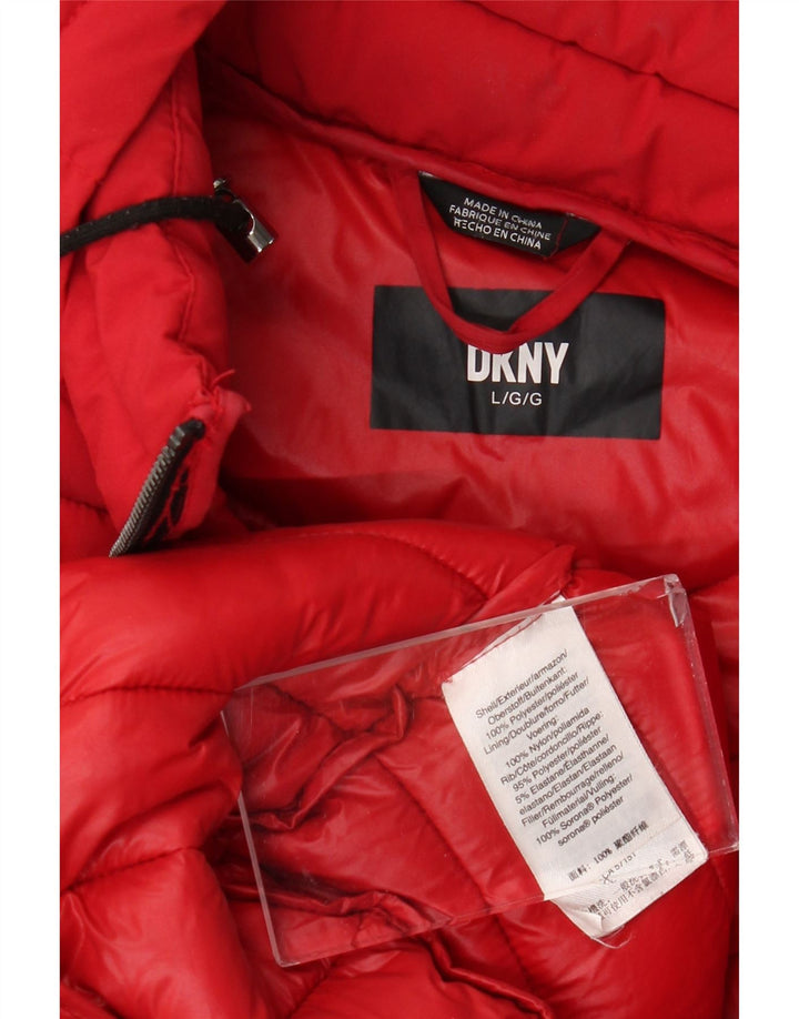 Dkny ženski podstavljeni kaput s kapuljačom UK 16 Veliki crveni poliester