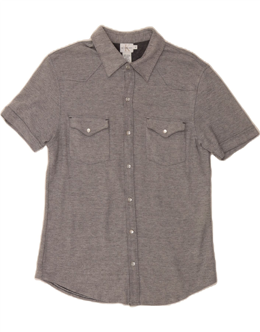 CALVIN KLEIN JEANS Mens Short Sleeve Shirt Medium Grey Cotton Vintage Calvin Klein Jeans and Second-Hand Calvin Klein Jeans from Messina Hembry 