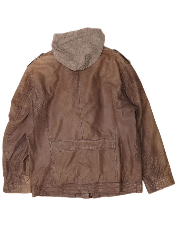 Engbers muška kožna jakna s kapuljačom UK 40 Large Brown