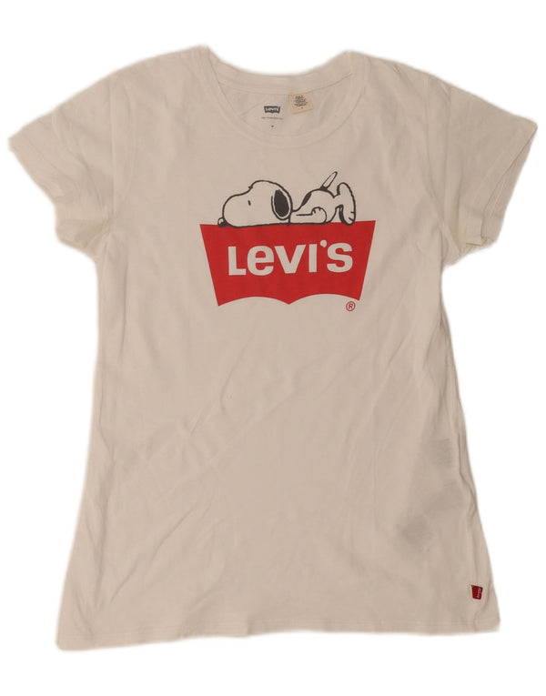 Gornja ženska majica kratkih rukava Levi's s grafičkim motivima UK 12 Srednje bijeli pamuk