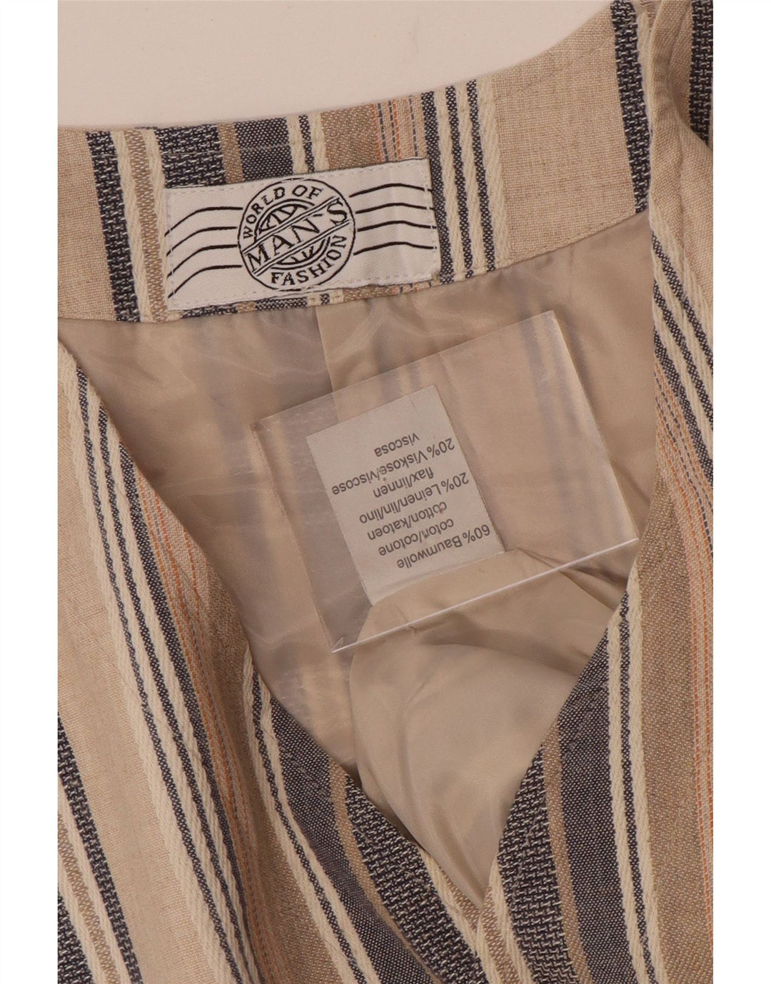 Vintage muški prsluk veliki bež prugasti pamuk