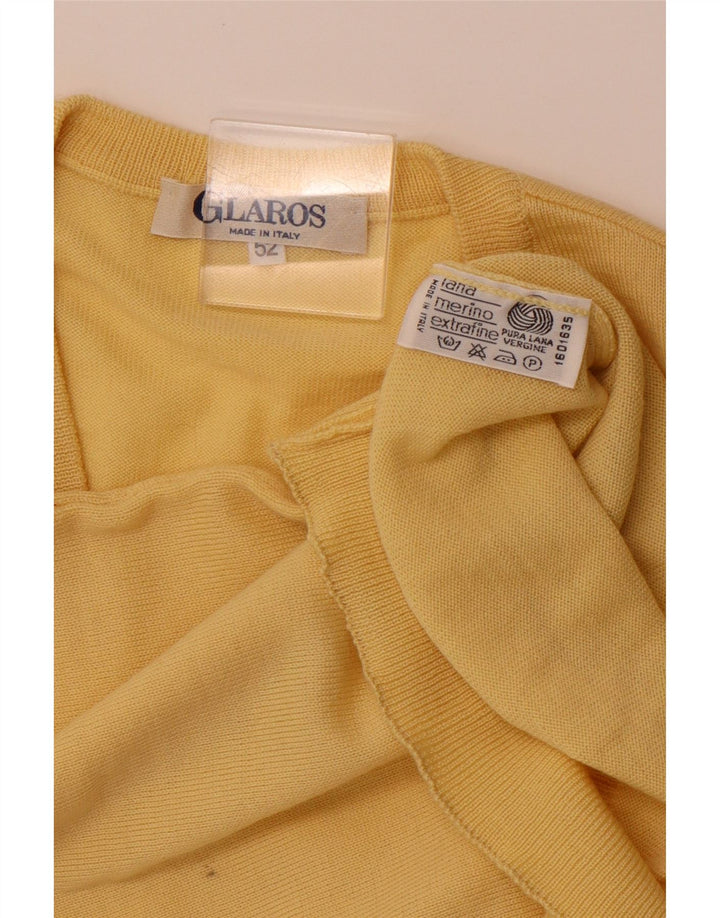 GLAROS Mens Vest Tank Top IT 52 Large Yellow Virgin Wool