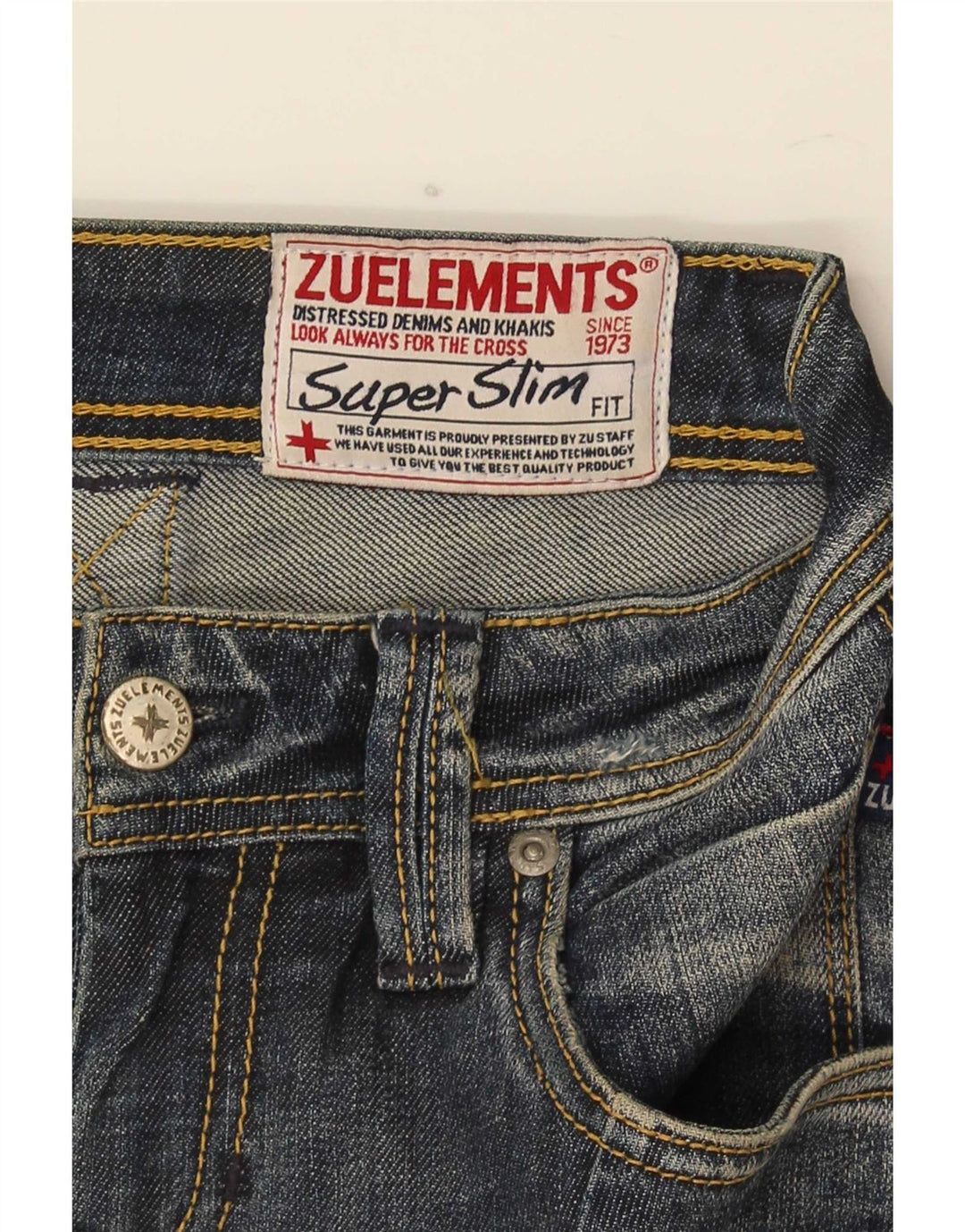 Zu Elements ženske uske traperice s oskudima W26 L31 plavi pamuk