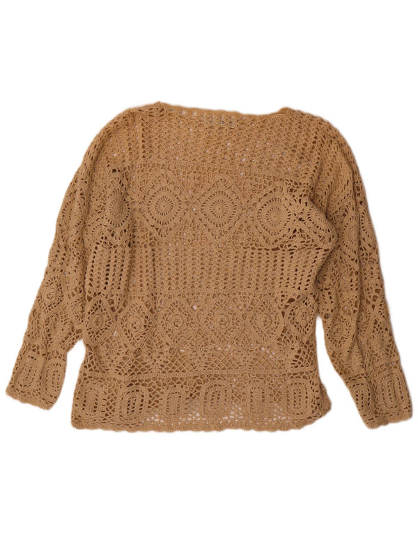 VINTAGE ženski pulover s velikim izrezom UK 10 Small Beige