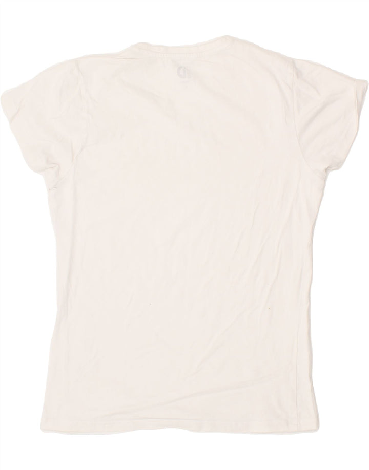 DACK'S Womens T-Shirt Top UK 12 Medium White Cotton Vintage Dack's and Second-Hand Dack's from Messina Hembry 