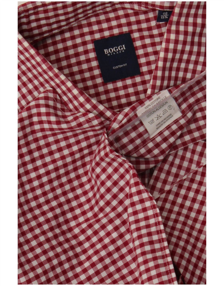Boggi muška karirana majica prilagođenog kroja veličina 40 15 1/2 srednje tamnocrvena gingham