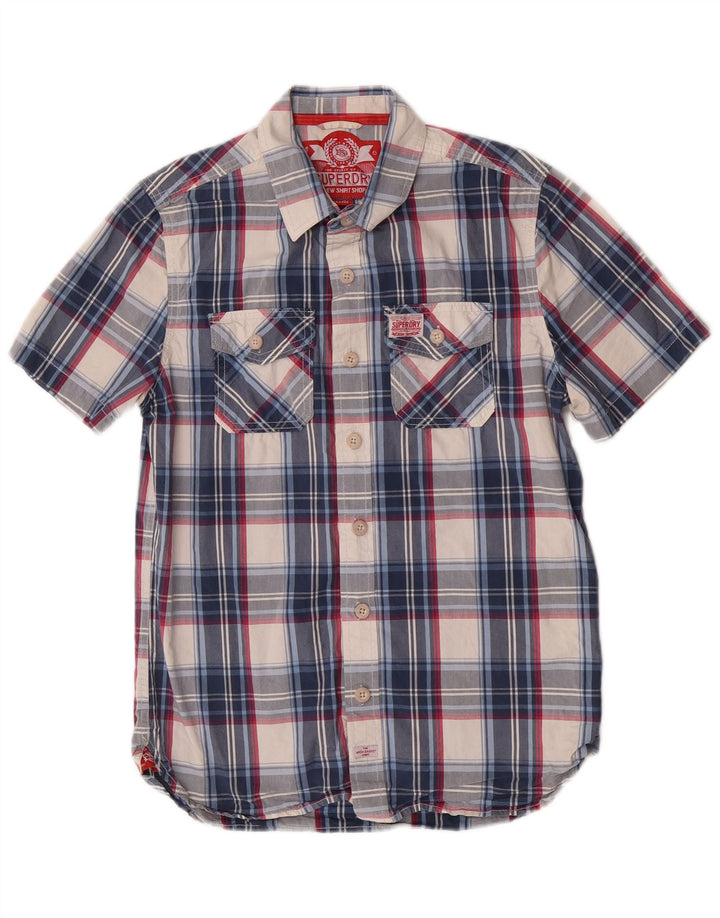 Superdry muška majica kratkih rukava, pamuk, veliki plavi karirani komad
