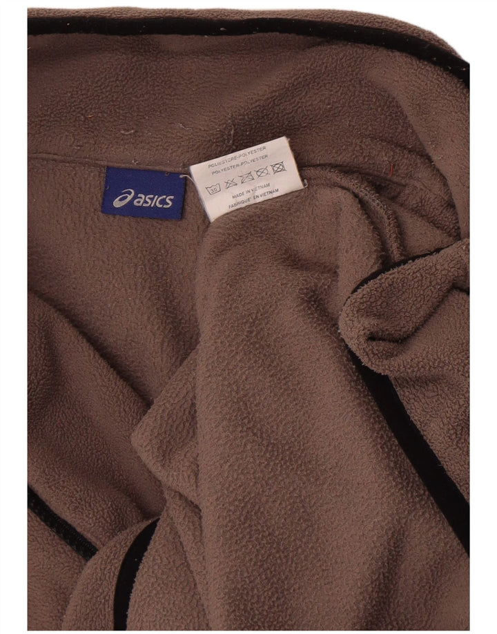 Asics veliki smeđi džemper od flisa s izrezom i patentnim zatvaračem od poliestera