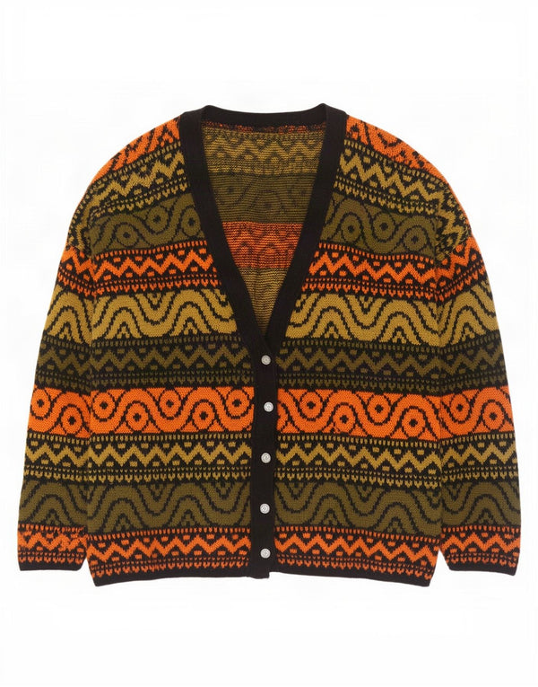 Vintage Womens Oversized Cardigan Sweater UK 18 XL Multicoloured Geometric