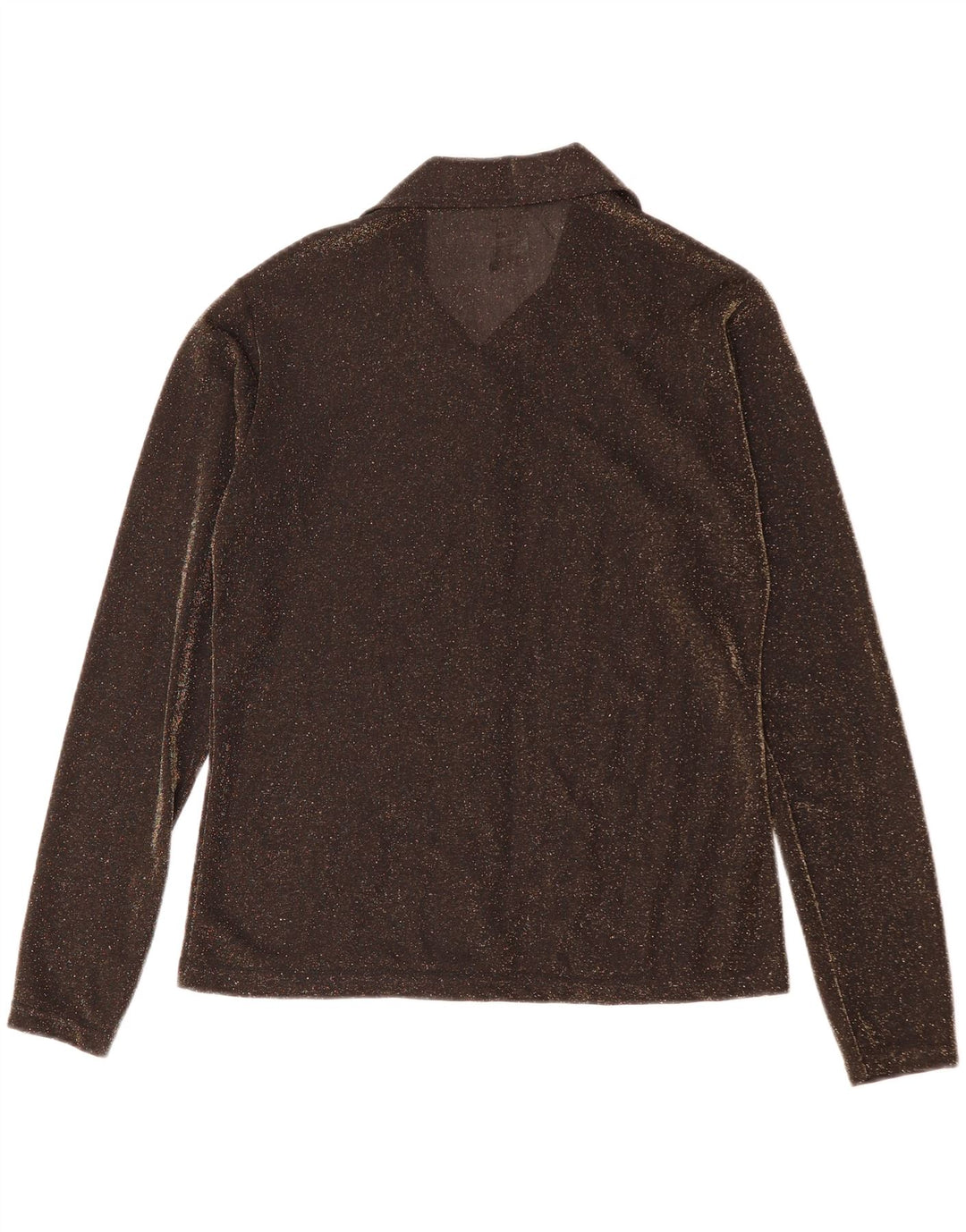 VINTAGE ženska košulja bluza UK 14 srednje smeđi poliester