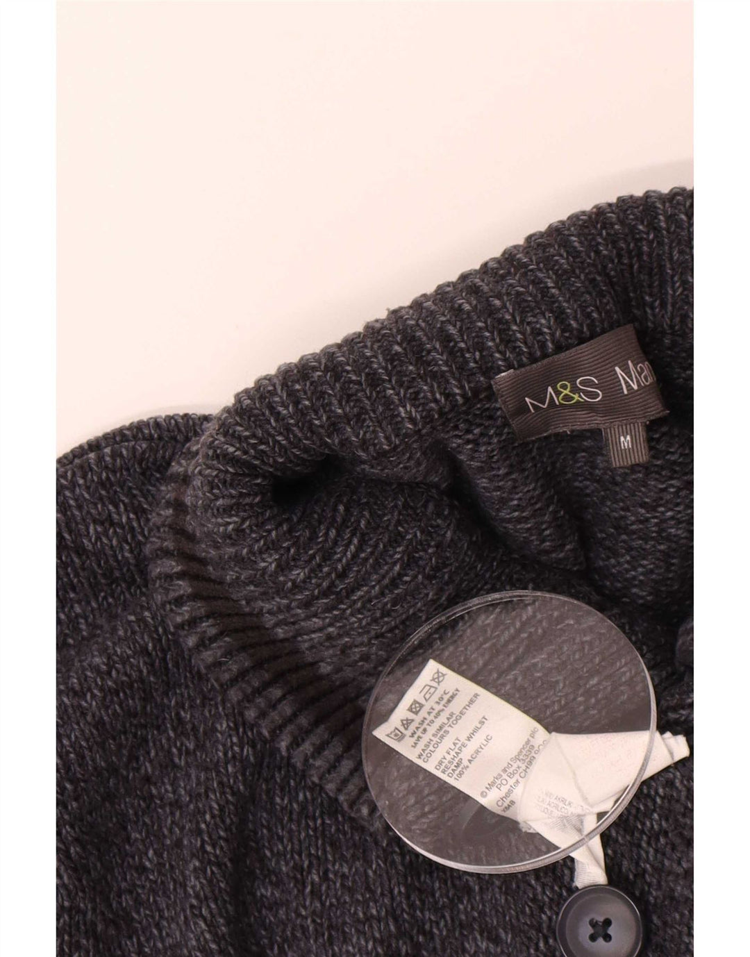 Marks & Spencer muški džemper s dugmadima i ovratnikom srednje tamnoplave boje